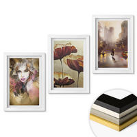 WANDBILDER 3er-Set - 20x30 cm Weißer Rahmen - Abstraktes Porträt einer Frau mit Blumen und Regen - Weiß, Kunststoff (20/30cm) - ArtPrintCave
