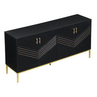 KOMMODE aus MDF 160x40x80,5cm in Schwarz Holzoptik mit 4 Türen - Schwarz, Holzwerkstoff (160/80.5/40cm) - Modfu