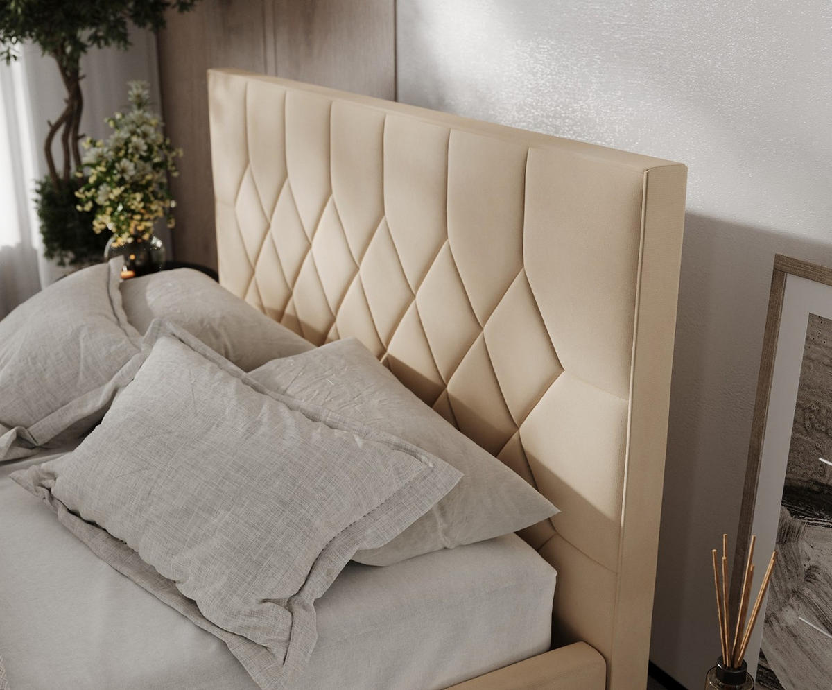 POLSTERBETT Brisa 140/200 cm Beige im Kronos Stoff - Beige/Schwarz, Holz/Holzwerkstoff (140/200cm) - AltaBeds