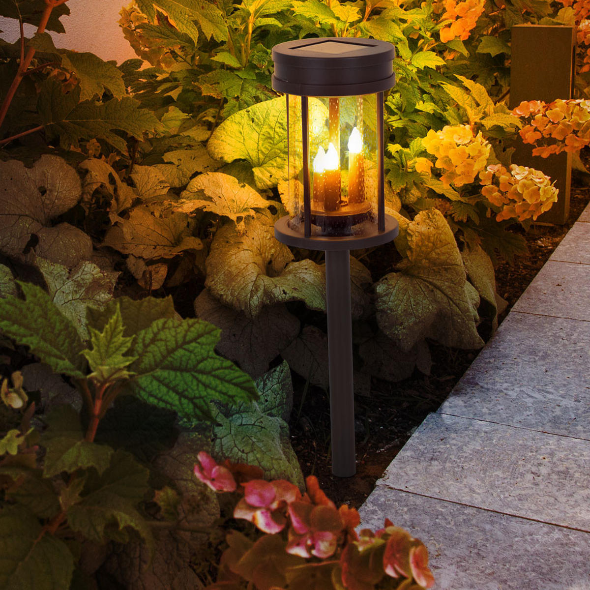 LED SOLARLEUCHTE Rostoptik Braun - Braun, Kunststoff (12/12/60cm) - Globo Lighting