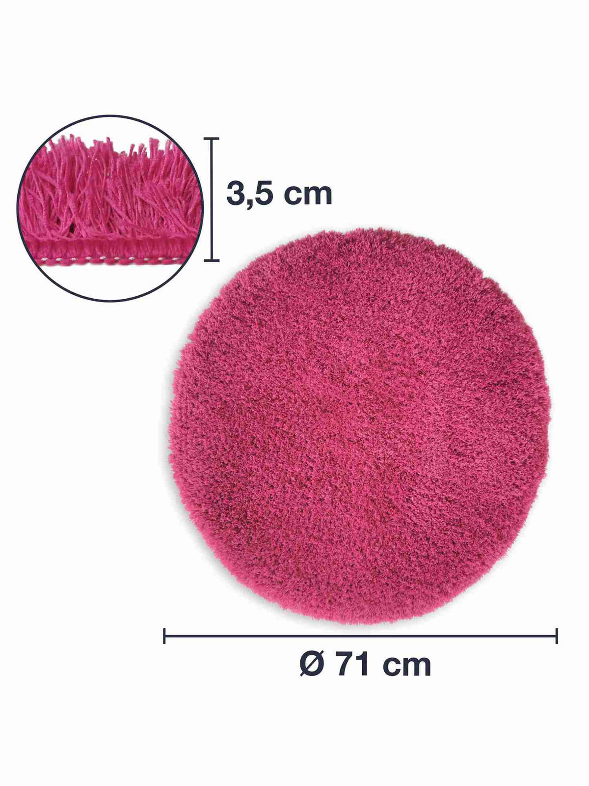 HOCHFLOR BADEMATTEN MALMÖ - Pink, Textil (71/71cm) - WohnDirect
