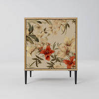 SIDEBOARD BLOOMING HARMONY, Eichefarben, 57,5x42x72,5 cm, Schwarze Metallfüße - Eichefarben/Multicolor, Holzwerkstoff/Metall (57.5/72.5/42cm) - SpaceRebels