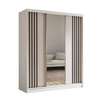 KLEIDERSCHRANK mit Spiegel-Schiebetüren und Aluminium-Leisten - NALLA - 180 cm Weiß+Weiß+Schwarz - Schwarz/Weiß, Holzwerkstoff (180/216/61cm) - ALTDECOR