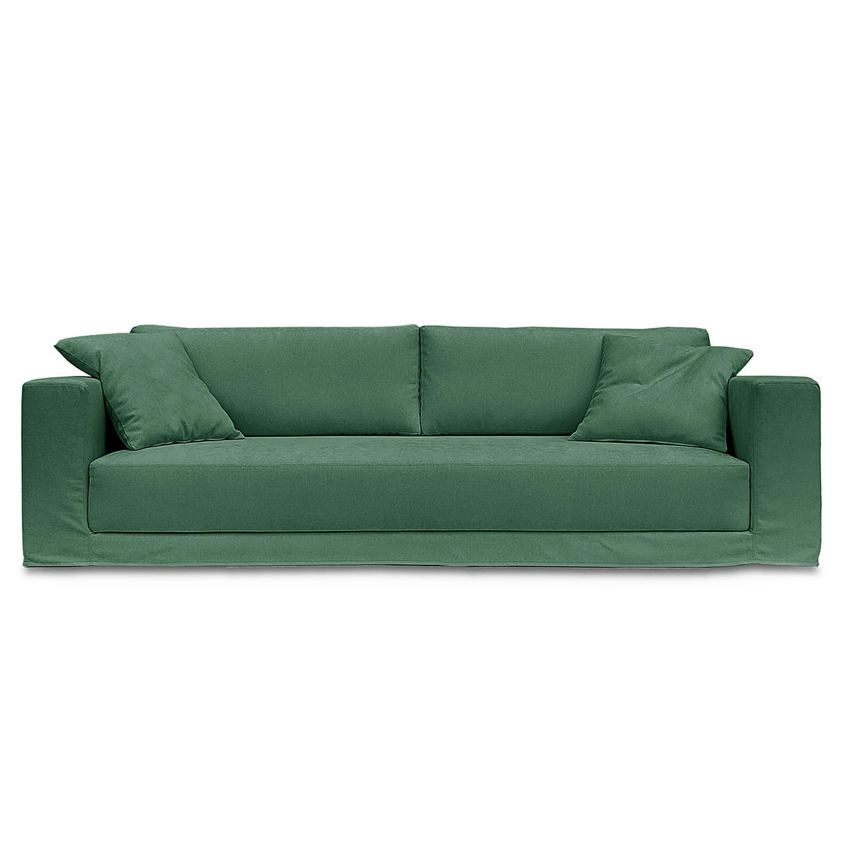 BIGSOFA mit Wechselbezug - Webstoff - Schwarz/Grün, Kunststoff/Textil (265/63/122cm) - home24