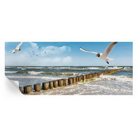 FOTOTAPETE 250x104 cm - Küstenlandschaft - Blau, Textil (250/104cm) - Wallfluent