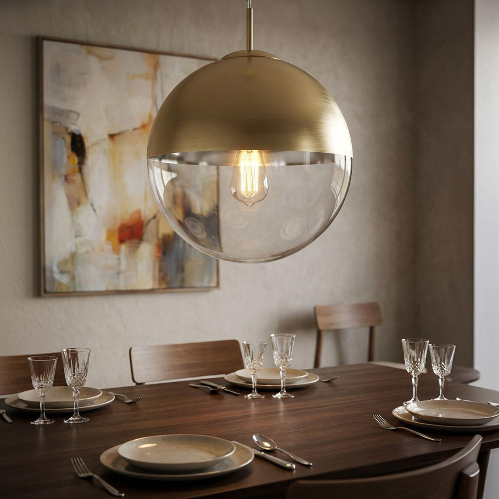 LED HÄNGELEUCHTE VARUS Gold Transparent - Goldfarben, Glas (33/33/120cm) - Globo Lighting