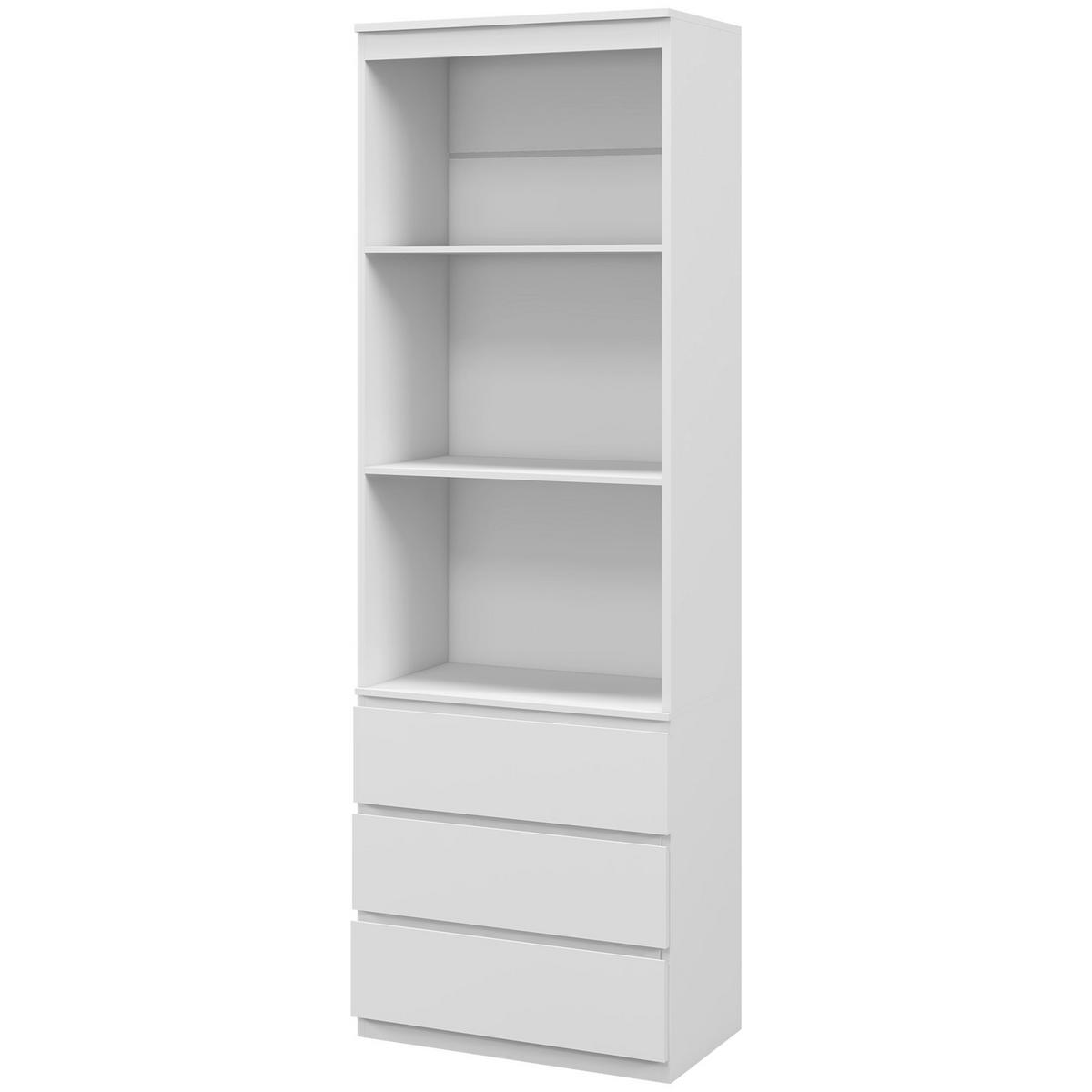 AKTENREGAL DE-14451 3 offene Fächer + 3 Schubladen, 180 cm Weiß - Weiß, Holzwerkstoff (35/180/60cm) - ComfortXL