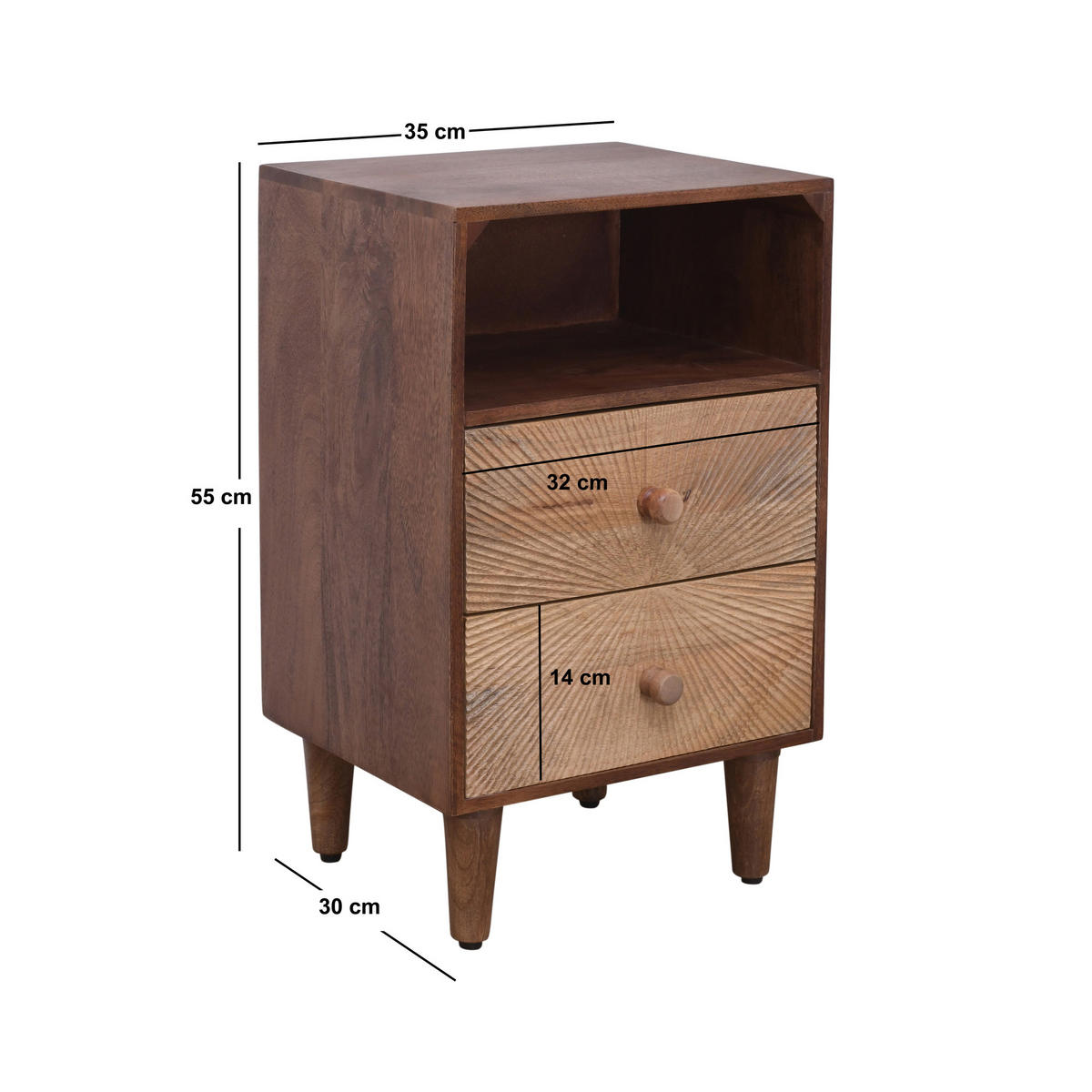 NACHTTISCH Rechteckig Braun 35 x 30 x 58 cm - Braun, Holz (35/58/30cm) - Nordlys