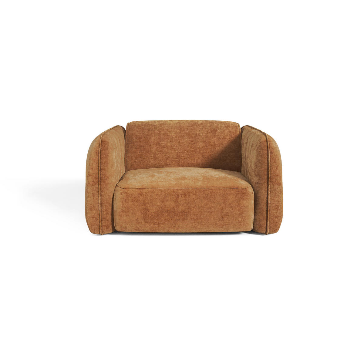 SESSEL LOMI Geprägter Samt Karamell 118cm - Braun, Textil (118/76/102cm) - Premium Interiors