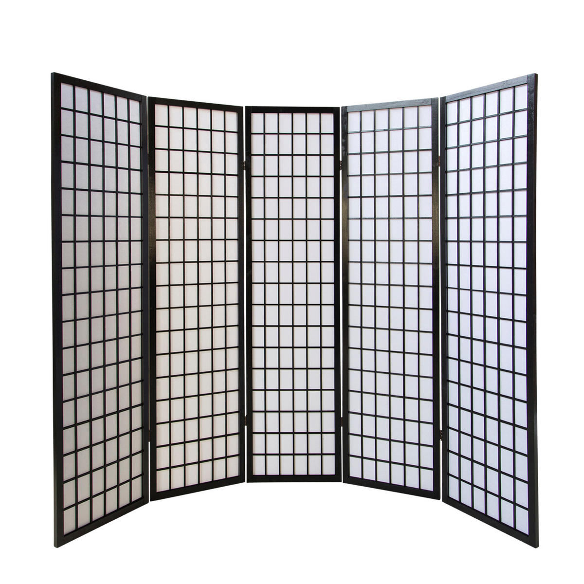 PARAVENT 5-tlg. 220/175 cm Schwarz Shoji - Schwarz, Holz (220/175/2cm) - Homestyle4u
