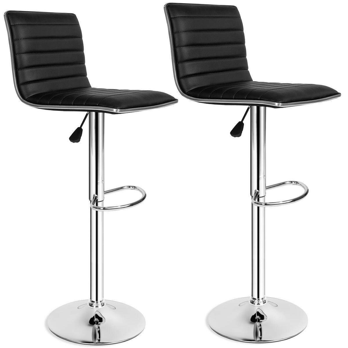 BARHOCKER 2er Set Johannes, Sitzhöhe 60 - 81 cm, schwarz - Schwarz, Leder/Textil (40/109/38cm) - tectake