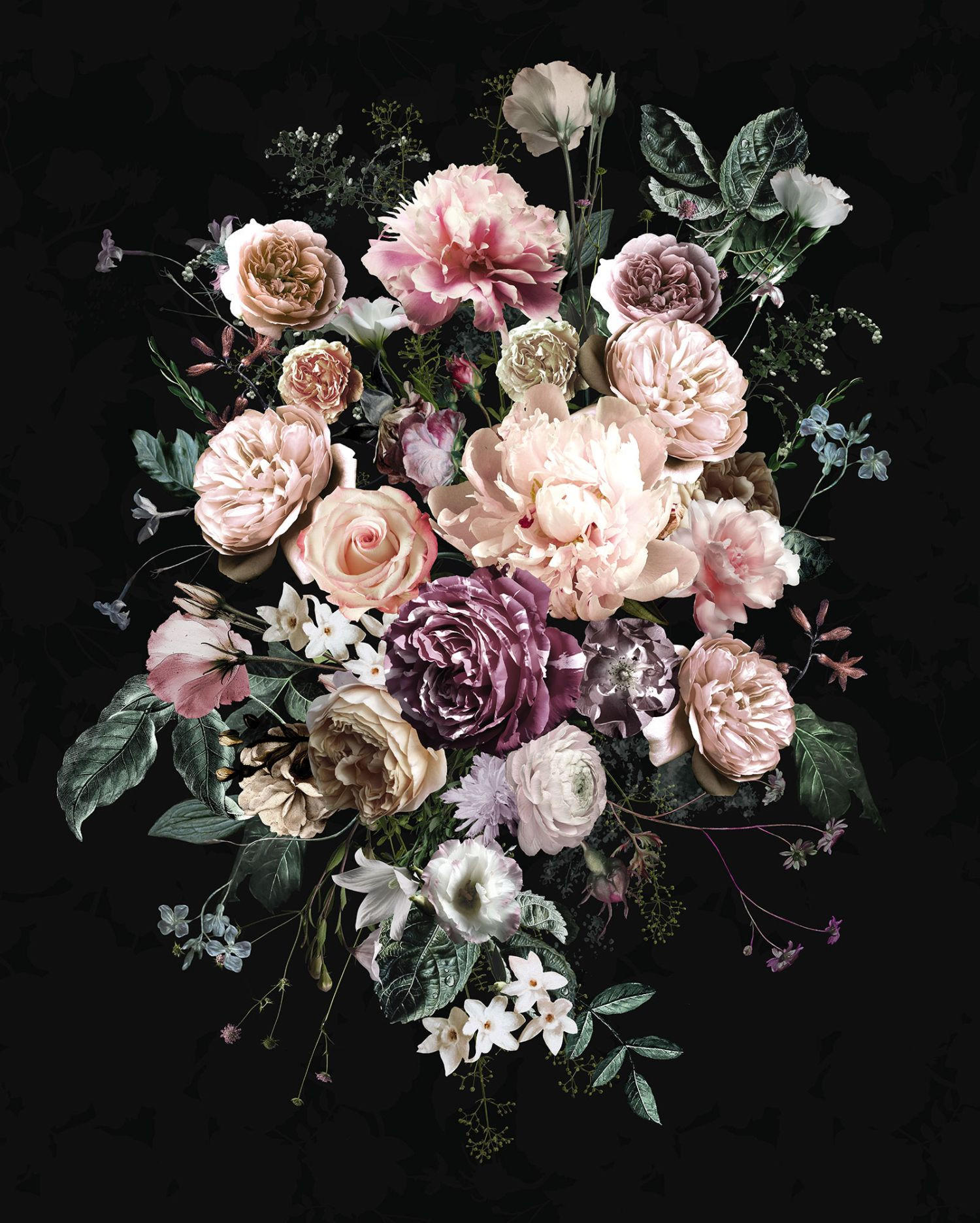 FOTOTAPETE Blumenstrauß 200 x 250 cm - Schwarz, Papier (200/250cm) - Sanders & Sanders