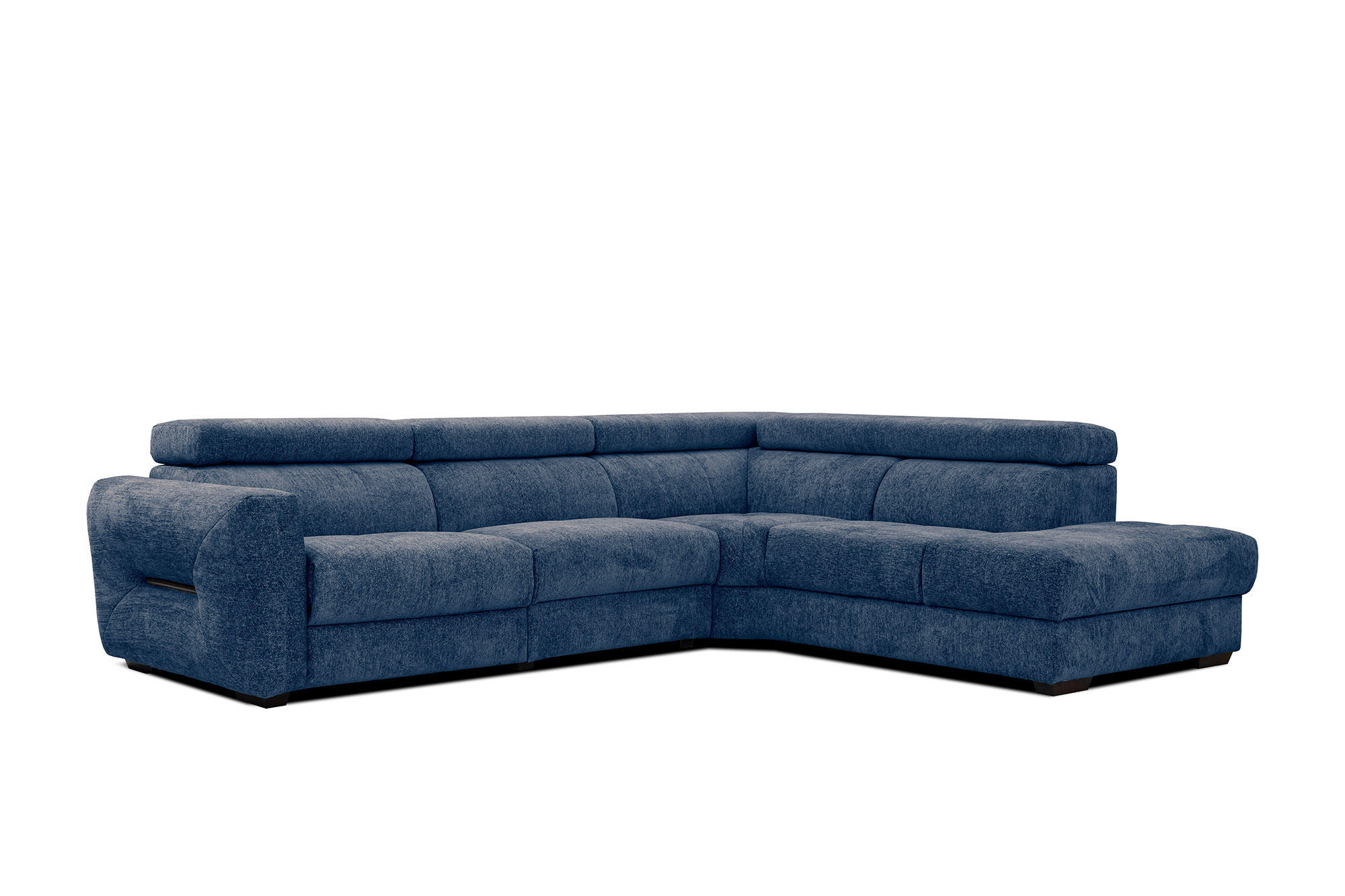 ECKSOFA CALVERA 5-Sitzer mit 1 Relaxfunktion, dunkelblau - Schwarz/Dunkelblau, Holzwerkstoff/Textil (297/239cm) - Courtois Laville
