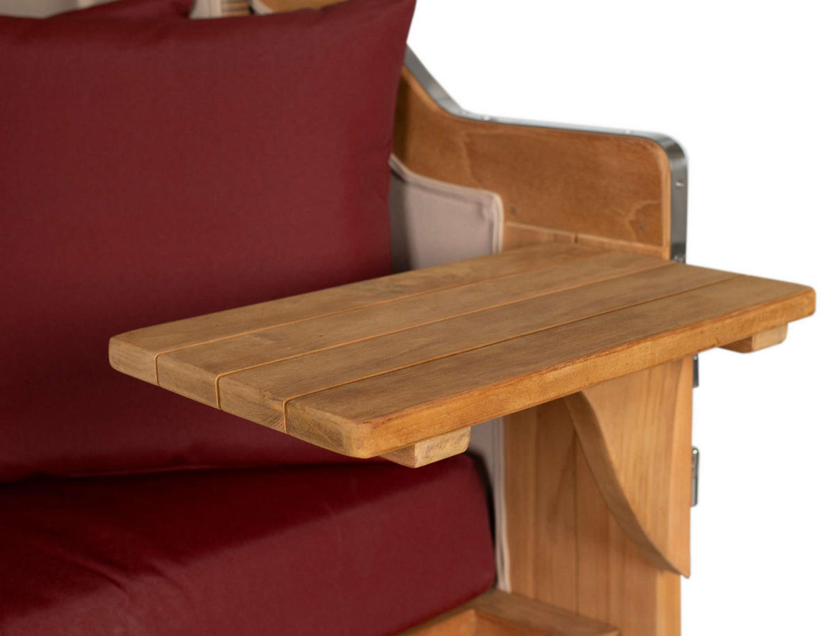 STRANDKORB XXL Düne Grande Teak Banana - Rot/Braun, Metall (142/170/95cm) - Mr. Deko