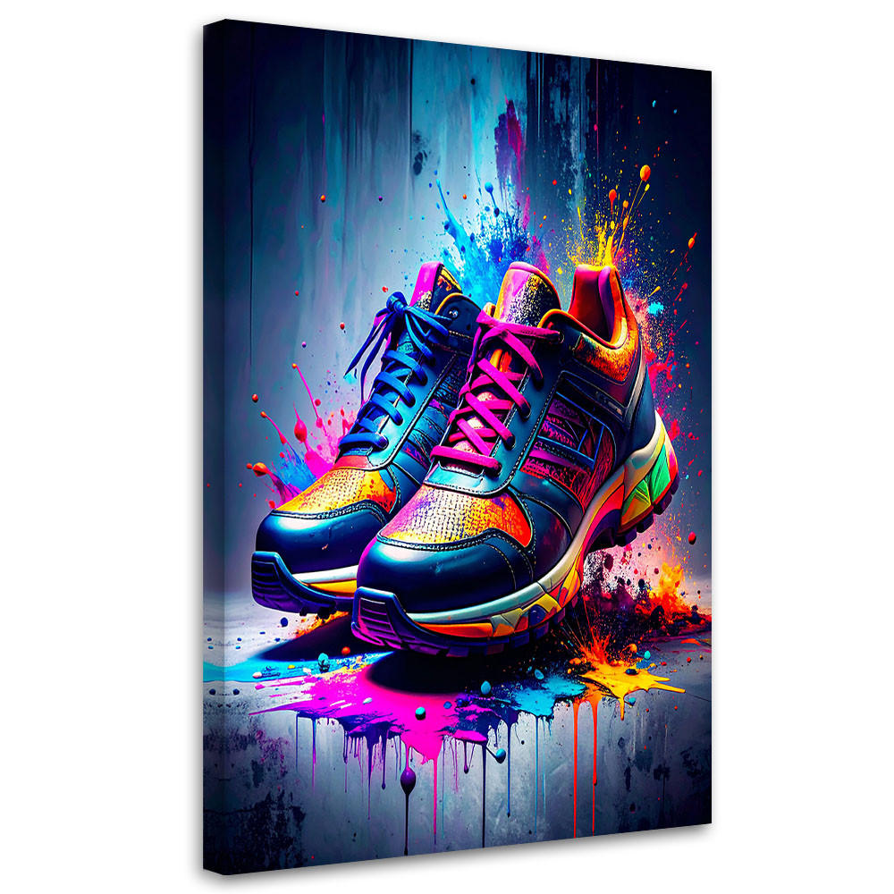 LEINWANDBILD Graffiti Bunte Schuhe Street Art 70x100cm - Multicolor, Textil (70/100cm) - Feeby