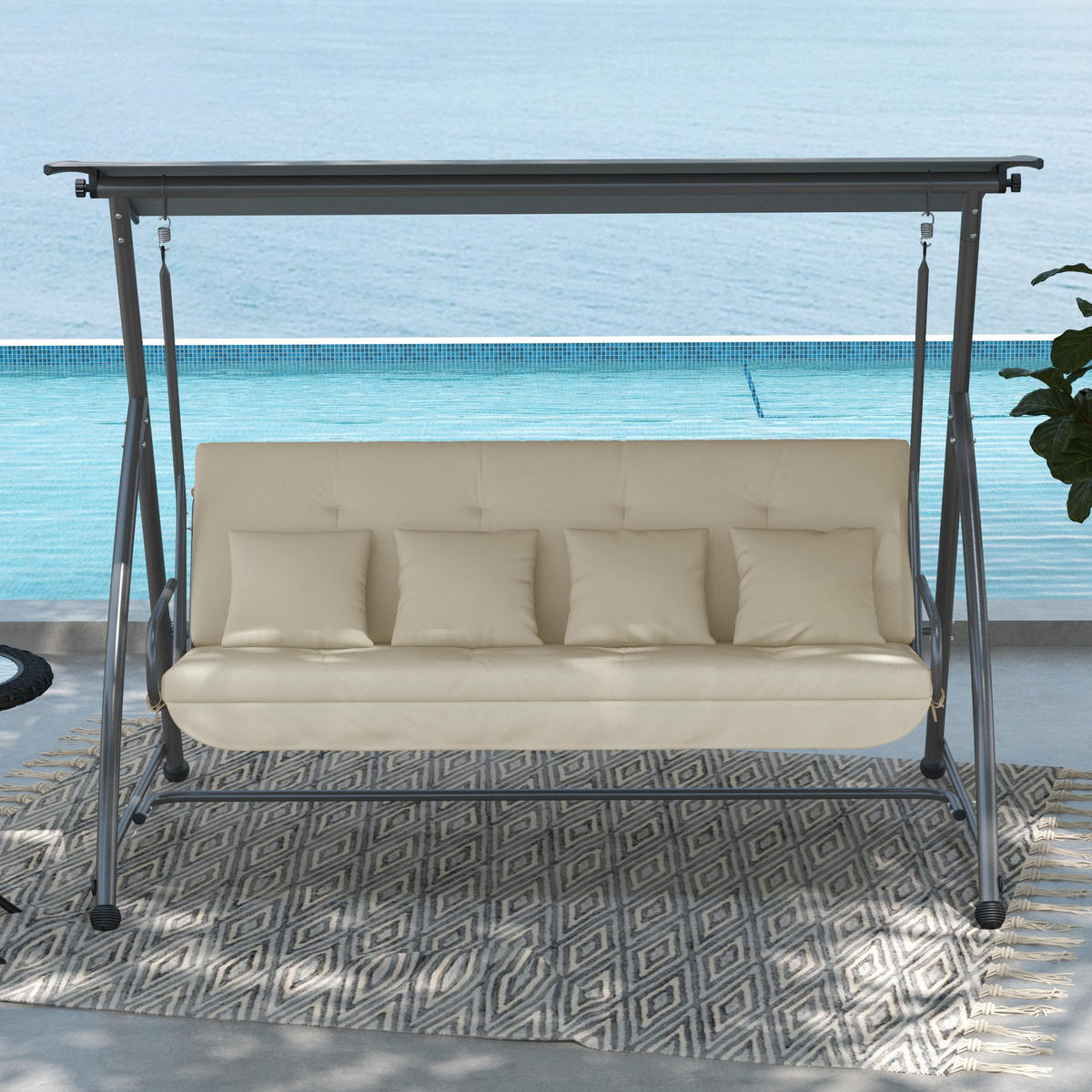 SITZKISSEN Rückenkissen Seitenkissen Beige - Beige, Kunststoff (100/8/170cm) - Outsunny