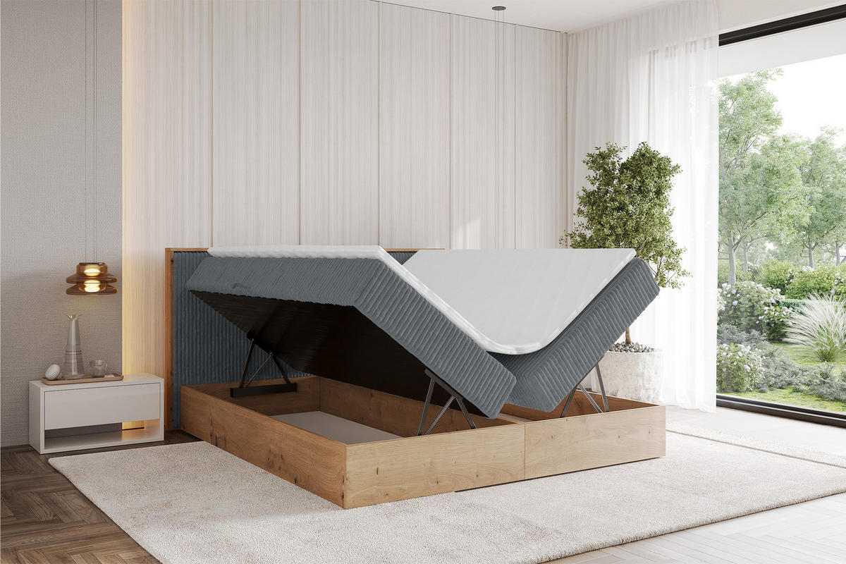 BOXBETT LOLLI9 - 160x200 - H3 Dunkelgrau - Dunkelgrau, Holzwerkstoff (160/200cm) - ALTDECOR