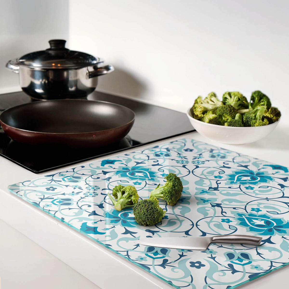 GLASPLATTE 60x52 cm Arabisches Muster - Blau, Glas (60/0.4/52cm) - TULUP