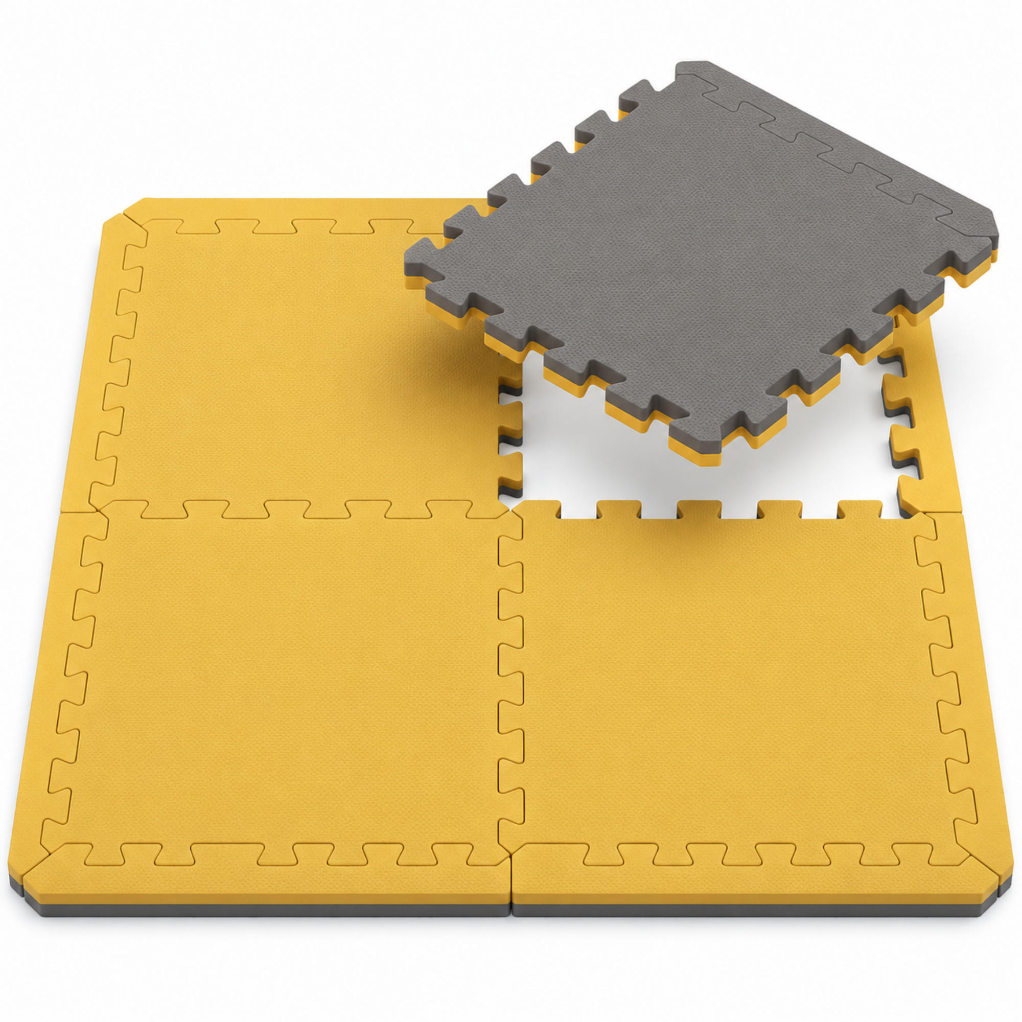BODENSCHUTZMATTE, 50 x 50cm x 2cm, 4 er Set, Gelb Grau - Gelb, Kunststoff (50/50cm) - eyepower