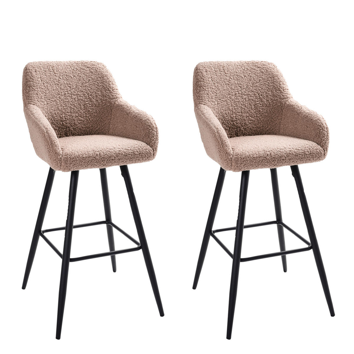 BARSTÜHLEN 2er-Set Taupe Casmalia - Taupe/Schwarz, Textil/Metall (50/103/54cm) - Beliani