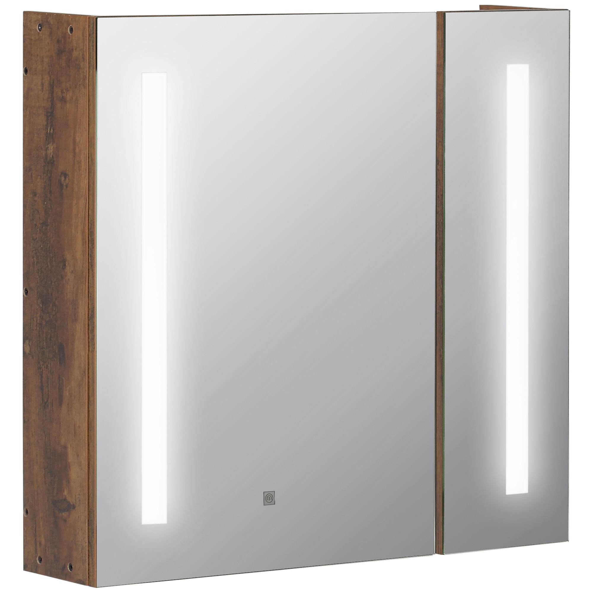 SPIEGELSCHRANK mit verstellbarer LED-Beleuchtung, 70 x 15 x 65 cm ,Braun - Braun, Glas (70/65/15cm) - Vallsero