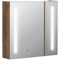 SPIEGELSCHRANK mit verstellbarer LED-Beleuchtung, 70 x 15 x 65 cm ,Braun - Braun, Glas (70/65/15cm) - Vallsero