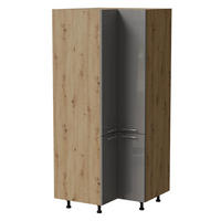 ECKVORRATSSCHRANK Essen D24N/207 Grau Hochglanz / Eiche Artisan Matt 90 / 90 / 207cm - Eiche Artisan/Grau, Holz/Holzwerkstoff (90/207/90cm) - Feldmann-Wohnen