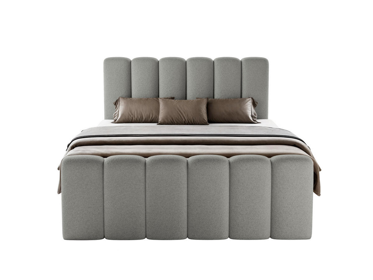 BOXBETT Nola mit Topper Hellgrau 200x200 - Hellgrau, Textil (200/200cm) - Luxkor24