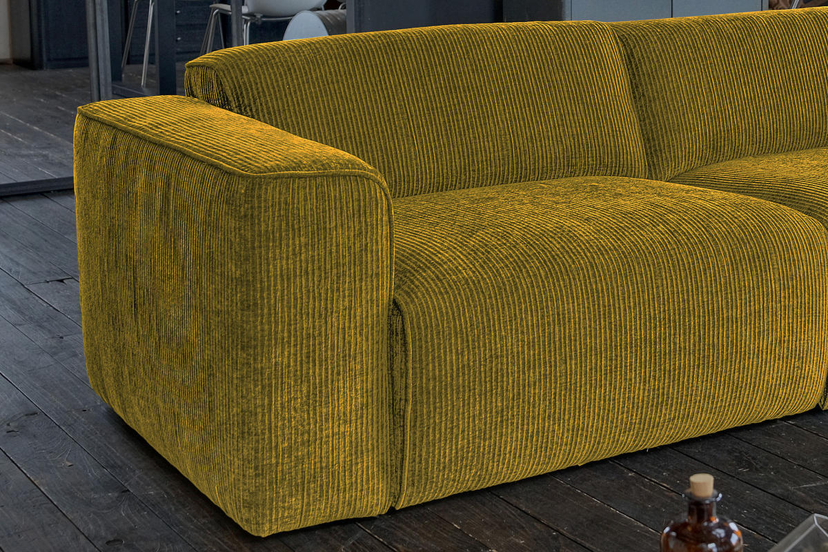 SOFA NELE Gelb - Gelb/Schwarz, Textil (234/71/96cm) - KAWOLA