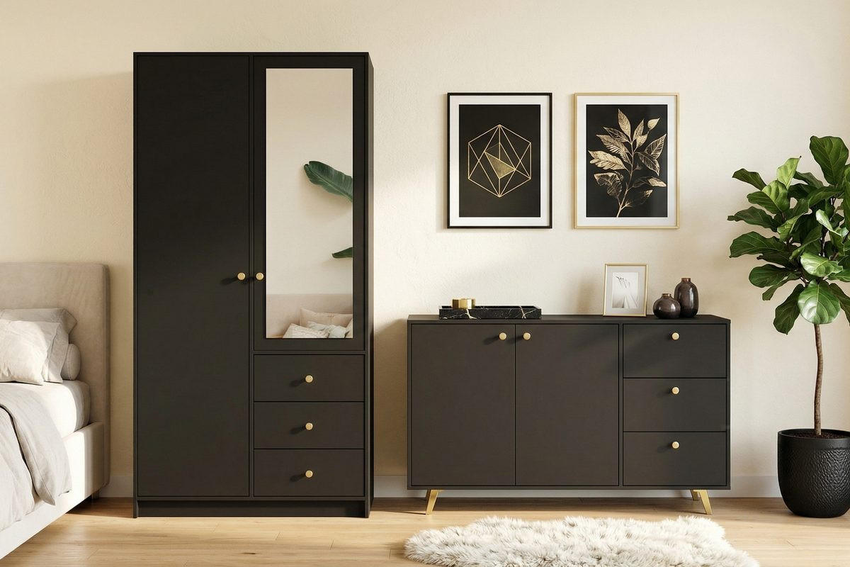 KOMMODE SEATTLE 140/86/41 cm in Schwarz - Schwarz, Holzwerkstoff (140/86/41cm) - Deine Möbel 24