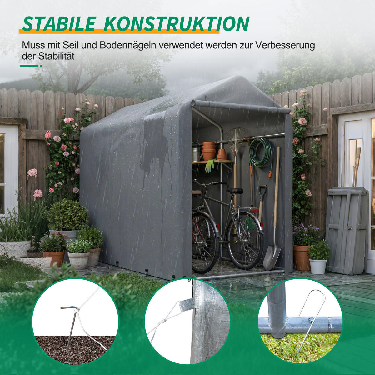 KLEINGARAGE aus verzinktem Stahl 187x100x160 cm in Dunkelgrau - Dunkelgrau, Metall (100/160/187cm) - Modfu