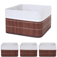 AUFBEWAHRUNGSKORB Braun, Cremeweiß 4-teilig-Set - Creme/Braun, Holz (21/33/33cm) - MCW