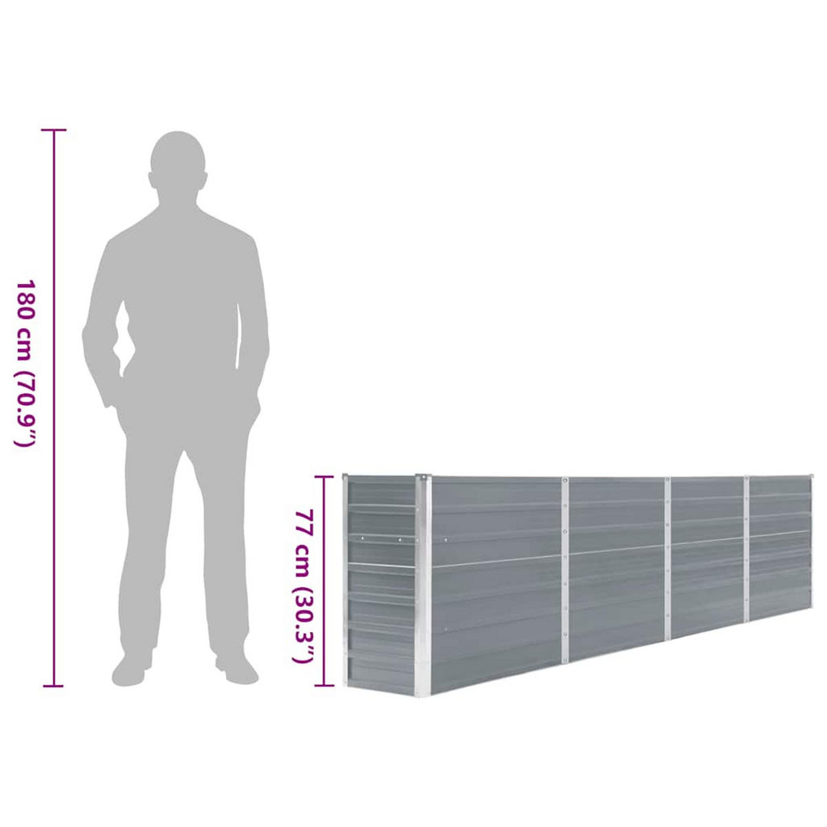 HOCHBEET 320/40/77 Cm Verzinkter Stahl Grau - Grau, Metall (40/77/320cm) - vidaXL