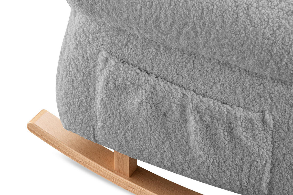 SCHAUKELSESSEL TULES mit Tasche für kleine Gegenstände, grau - Eichefarben/Grau, Eichenholz/Holzwerkstoff (80/105/105cm) - KONSIMO®