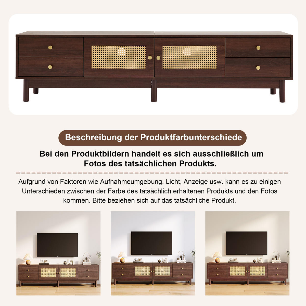 TV-MÖBEL Braun 180/35/44 cm - Braun, Holzwerkstoff/Metall (35/44/180cm) - Urban Meuble
