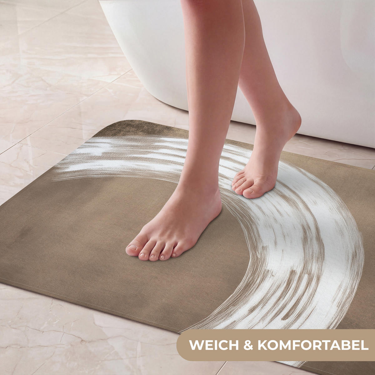 KOUPELNOVÁ PŘEDLOŽKA Barva - hnědá - Japandi 80x50 cm - barva mokka, textil/plast (80/50cm) - OnlyWow