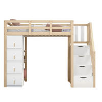 HOCHBETT 90/200 cm aus Massivholz mit Stauraumschubladen und Regal - Weiß, Holz (90/200cm) - OKWISH