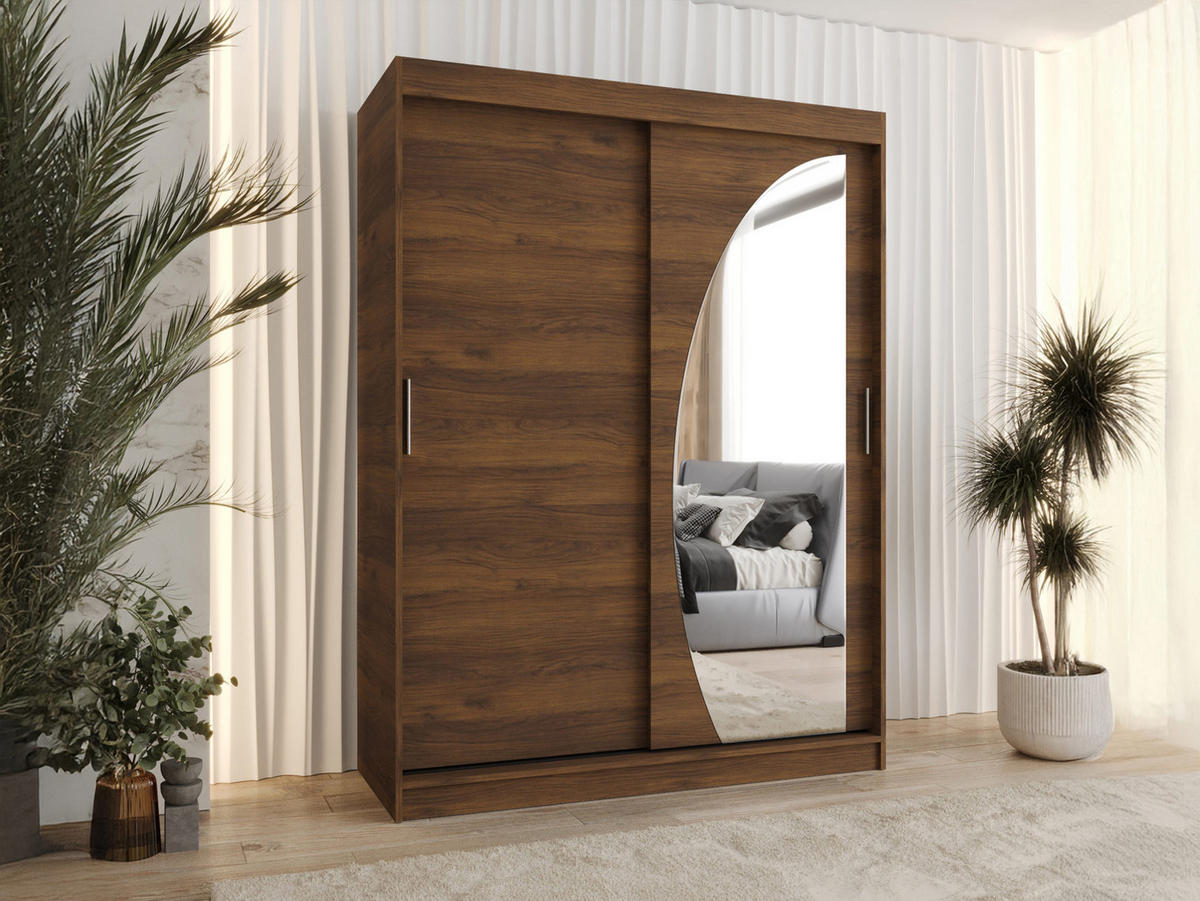 SCHWEBETÜRENSCHRANK Wika 150 cm mit Schubladen - Silberfarben/Nussbaumfarben, Holzwerkstoff/Kunststoff (150/200/62cm) - MIRJAN24