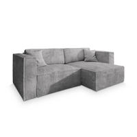 ECKSOFA NERIO P Hellgrau Kordstoff mit Schlaffunktion - Hellgrau, Holz (245/148cm) - MASSENO