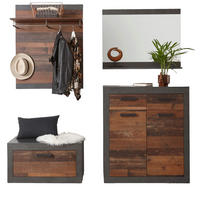 GARDEROBE Set 4-teilig Used Wood Shabby, Matera grau 192 cm - Silberfarben/Naturfarben, Glas/Holzwerkstoff (192/200/40cm) - Furn.Design