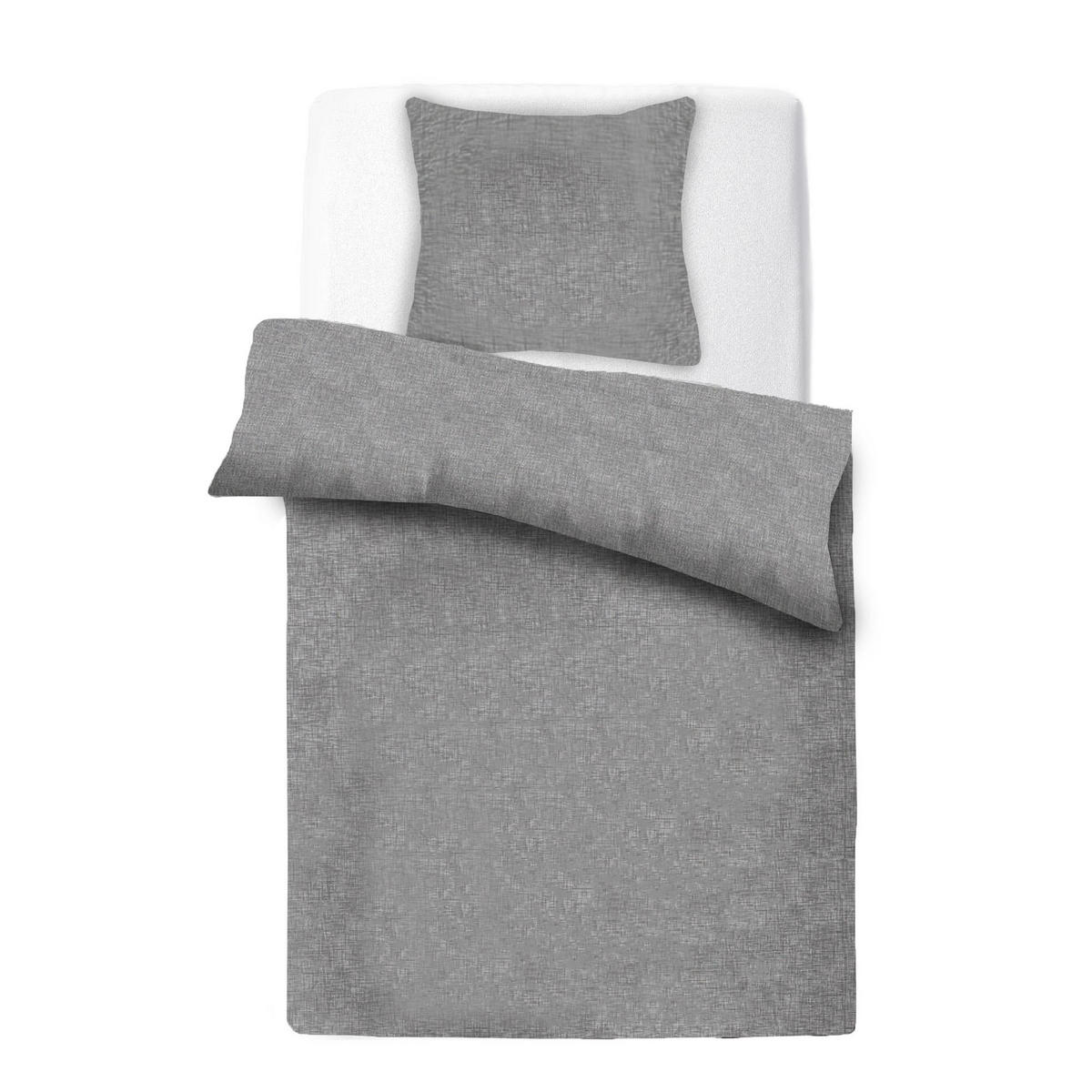 BETTWÄSCHE Micro Melange 80x80 + 135x200cm Grau - Grau, Textil (135/200cm)