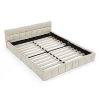 POLSTERBETT 160/200 cm mit quadratischer Steppung und stabilem Holz-Eisen-Rahmen, Beige - Beige, Kunststoff (160/200cm) - Redom