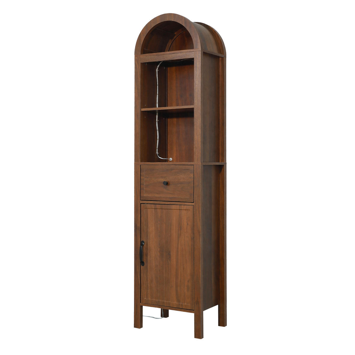 HOCHSCHRANK 40/30/163 cm Walnussholzfarbe mit 1 Schubladen und LED - Walnussfarben, Holz/Holzwerkstoff (30/163/40cm) - Oxeza