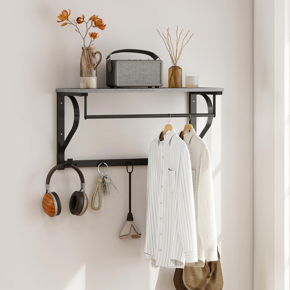 WANDGARDEROBE Grau 1 Stück - Grau, Holzwerkstoff (25/35.4/70cm) - GiPP