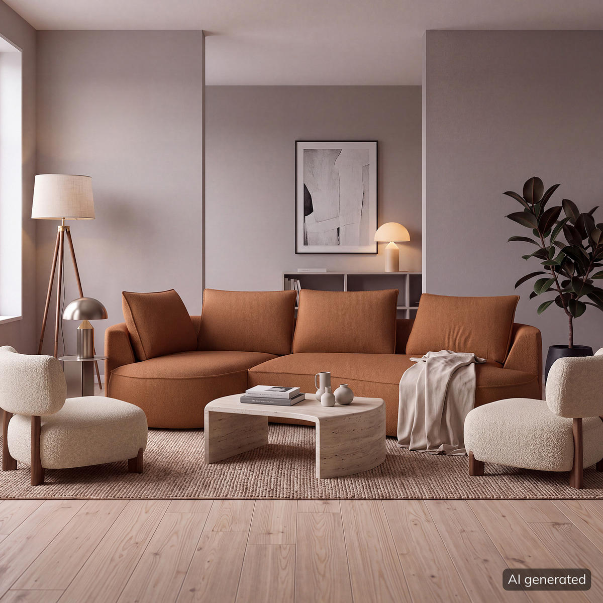 BIGSOFA - Beige/Schwarz, Kunststoff/Textil (322/82/154cm) - home24