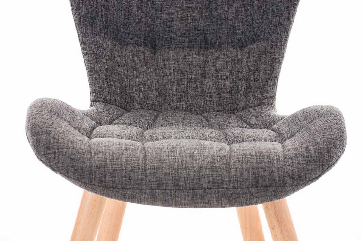 STUHL 4er Set Stoff hellgrau - Eukalyptusholzfarben/Hellgrau, Holz/Textil (50/88/63cm) - CLP
