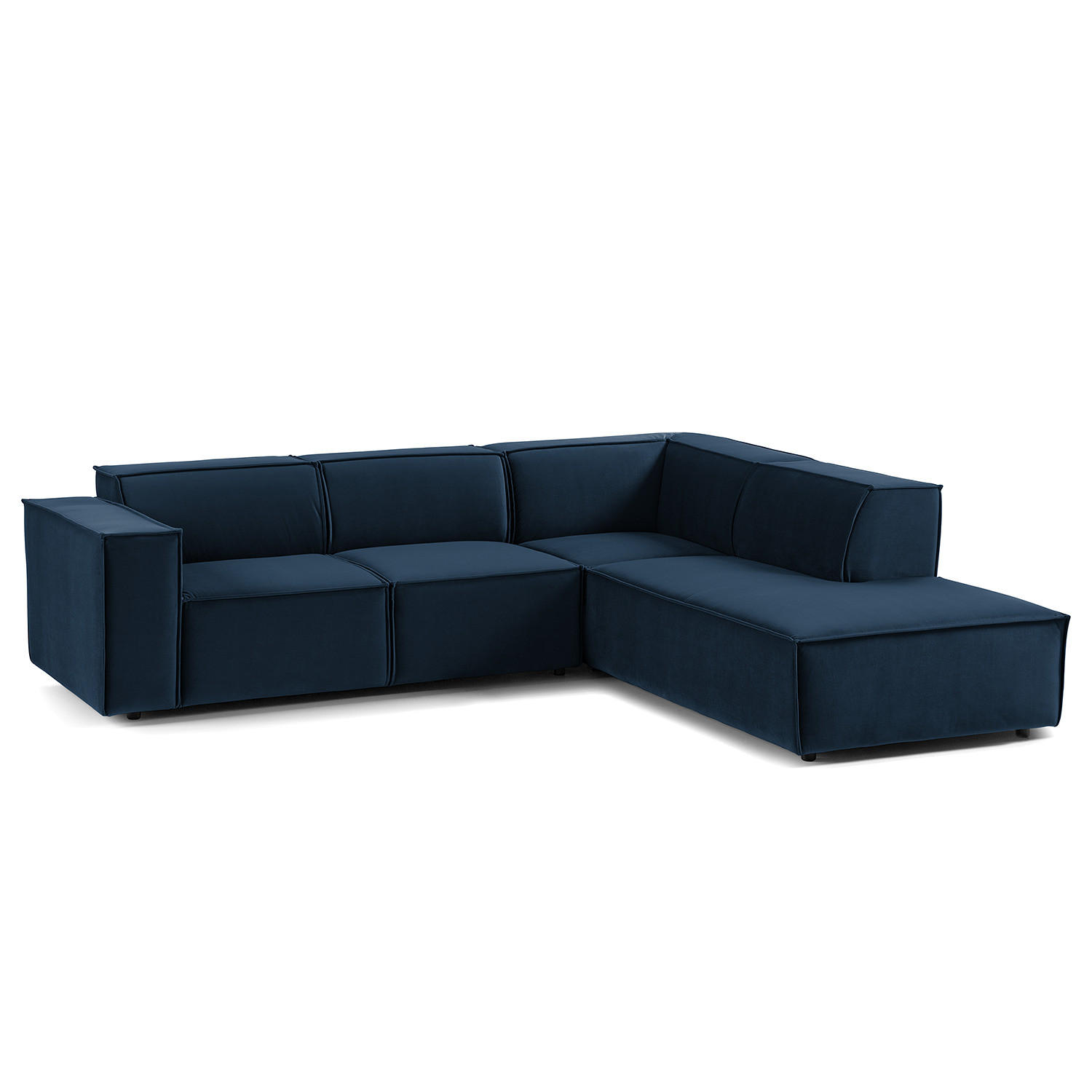 ECKSOFA mit Ottomane - Schwarz/Dunkelblau, Kunststoff/Textil (260/234cm) - home24