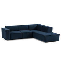 ECKSOFA mit Ottomane - Schwarz/Dunkelblau, Kunststoff/Textil (260/234cm) - home24