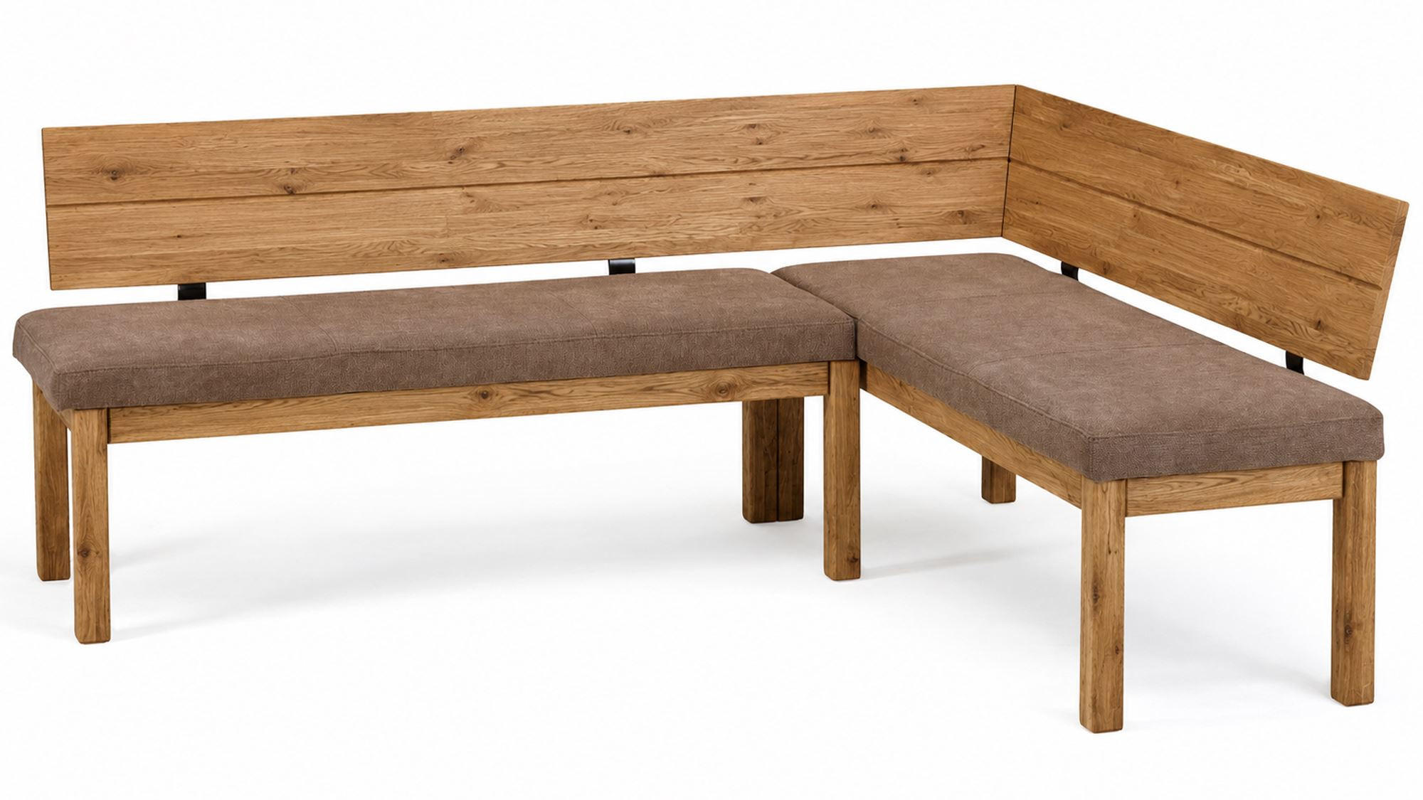 ECKBANK Danny 1 für 5 Personen Massivholz + Microfaser Wildeiche/Braun - Wildeiche/Braun, Holz (194/155cm) - 58aufmkessel