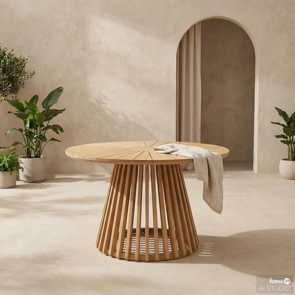 MASSIVER GARTENTISCH - Akazie massiv - Braun - Braun/Akaziefarben, Holz (120/120/76cm) - home24